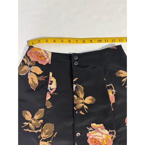 Vintage 90s Floral Mini Skirt XS Dark romantic Grunge Whimisgoth Indie Boho - Picture 7 of 11